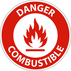 Danger Sign Combustible On White Background