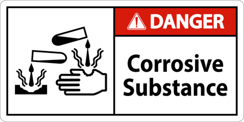 Danger Sign Corrosive Substance On White Background