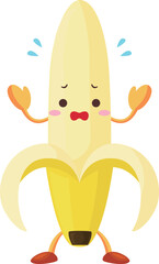 焦るかわいいバナナのキャラクターのイラスト
