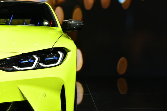 NONTHABURI - MARCH 24,2021: BMW M4 series coupe displayed at The 42nd Bangkok International Motor Show 2021 in Thailand.