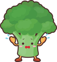 焦るかわいいブロッコリーのキャラクターのイラスト