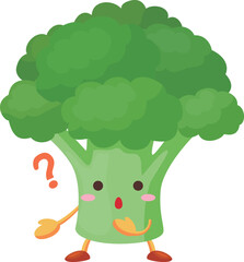 疑問に思うかわいいブロッコリーのキャラクターのイラスト