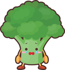 涙を流すかわいいブロッコリーのキャラクターのイラスト