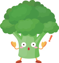 驚いているかわいいブロッコリーのキャラクターのイラスト