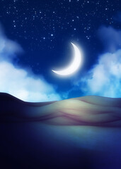 Obraz na płótnie Canvas Moon over desert