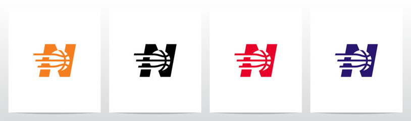 Basketball Go Fast Letter Logo Design N
