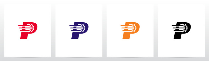 Basketball Go Fast Letter Logo Design P - obrazy, fototapety, plakaty