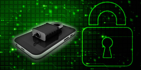 Naklejka premium 3d rendering Transmitter mobile wifi with lock 