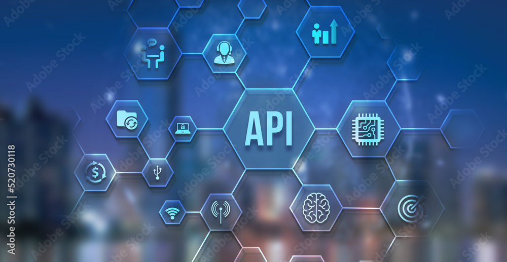 Wall mural internet, business, technology and network concept. application programming interface. software deve