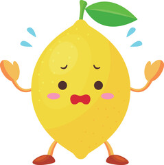 焦るかわいいレモンのキャラクターのイラスト