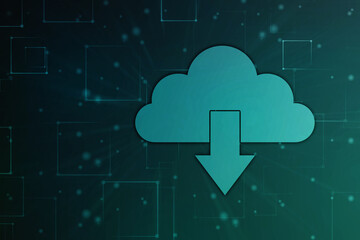 2d illustration of Cloud computing, Digital Cloud computing Concept background. Cyber technology, internet data storage, database and data server concept