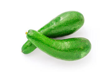 Fresh avocado isolated on white background , top view , flat lay.