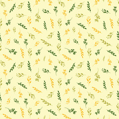 Hand drawn floral leaves seamless pattern design
