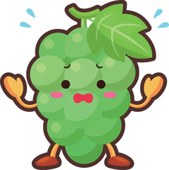 焦っているかわいいマスカットのキャラクターのイラスト