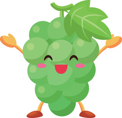 両手を挙げて喜ぶかわいいマスカットのキャラクターのイラスト