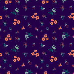 Floral seamless vector pattern with hand drawn elements