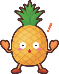 驚いているかわいいパイナップルのキャラクターのイラスト