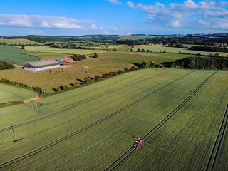Agriculture - Farming - Aerial view of farmland near Malton in North Yorkshire in northeast England.