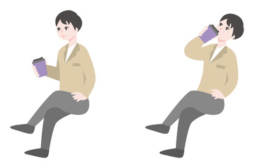 Obraz premium 休憩をする人物のビジネスイラスト