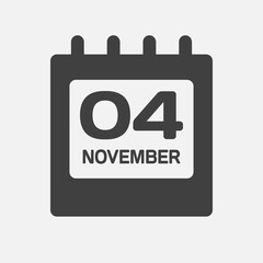 Icon day date 4 November, template calendar page