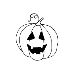 halloween pumpkin hand drawn in doodle style. holiday decor.