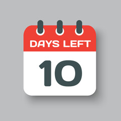 Countdown daily page calendar icon - 10 days left