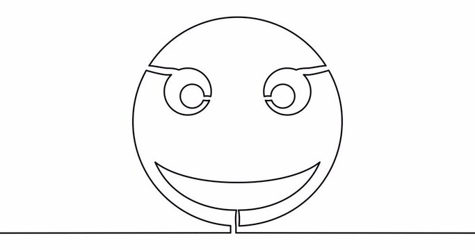 Self drawing line animation Smile Emoji Emoticon continuous line drawn concept video