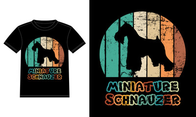 Funny Miniature Schnauzer Vintage Retro Sunset Silhouette Gifts Dog Lover Dog Owner Essential T-Shirt
