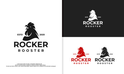 Roosters rocker chicken sketch isolated on white background, hand drawn vintage cock retro styled © artseinz