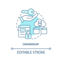 Ownership turquoise concept icon. Commenting platform feature abstract idea thin line illustration. Moderation. Isolated outline drawing. Editable stroke. Arial, Myriad Pro-Bold fonts used