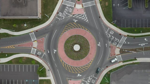 Roundabout for auto traffic in Downtown Utica, New York.
