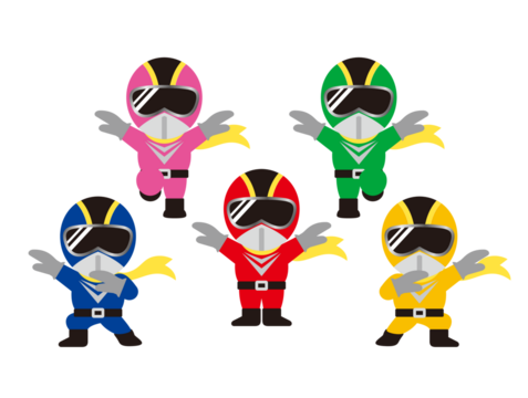 レトロ　戦隊　キャラクター　小物　大量　ヒーロー 360_F_520737946_AAczwBu4S2laJn