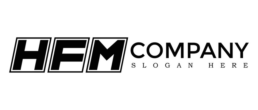 HFM three Letter Rounded rectangle boxes shape element symbol digital initial technology Media business logo design, Vector Template