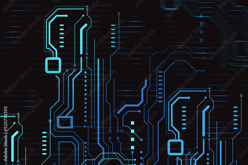 Aufkleber high-tech sensor circuit board panel. technology and digital communication concept on dark backgroun