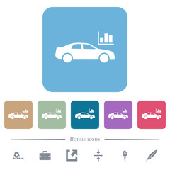 Car diagnostics solid flat icons on color rounded square backgrounds