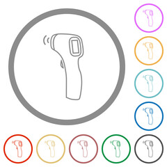 Contactless thermometer outline flat icons with outlines