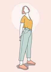 illustration of woman in casual clothes.  woman illustration. Hand drawn style vector design illustrations.
