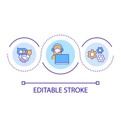 Business consulting loop concept icon. Support service. Call center. Communication technology abstract idea thin line illustration. Isolated outline drawing. Editable stroke. Arial font used