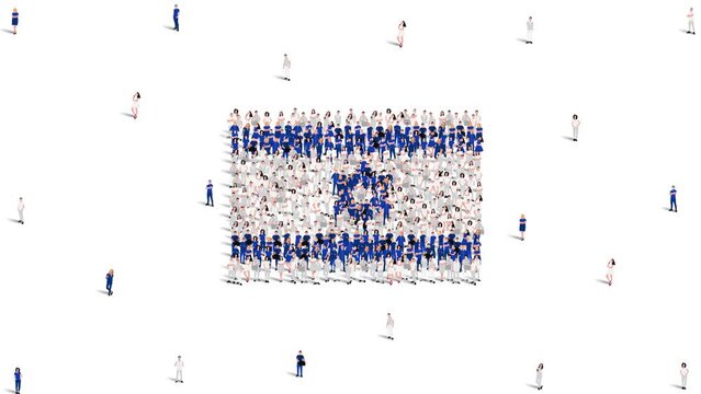 Israel Flag. A large group of people form to create the shape of the Israeli flag. 4K Animation Video.
