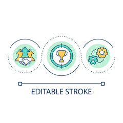 Goal-setting process with colleagues loop concept icon. Effective teamwork abstract idea thin line illustration. Successful team functioning. Isolated outline drawing. Editable stroke. Arial font used