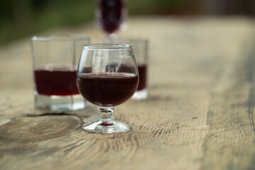 a glass of whiskey on wood bar, Wine,