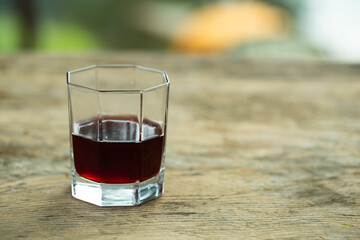 a glass of whiskey on wood bar, Wine,