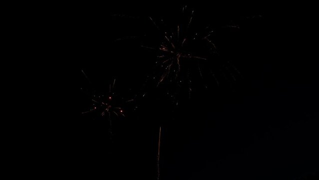 4K real holiday new year celebration festival firework.pyrotechnics in the dark night sky