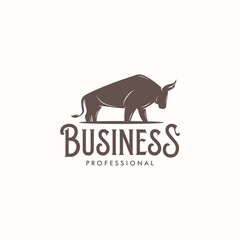 Classic logo with illustration of a bull standing tall
