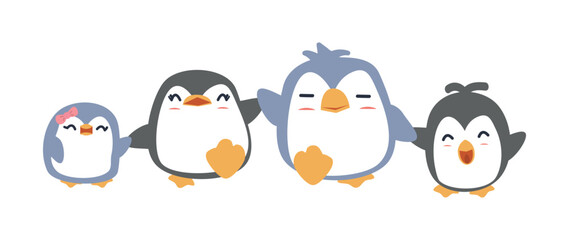 happy penguin family cartoon vector