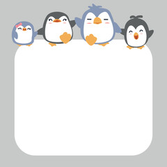 happy penguin family cartoon background