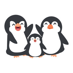 Cute penguins Happy family cartoon vector