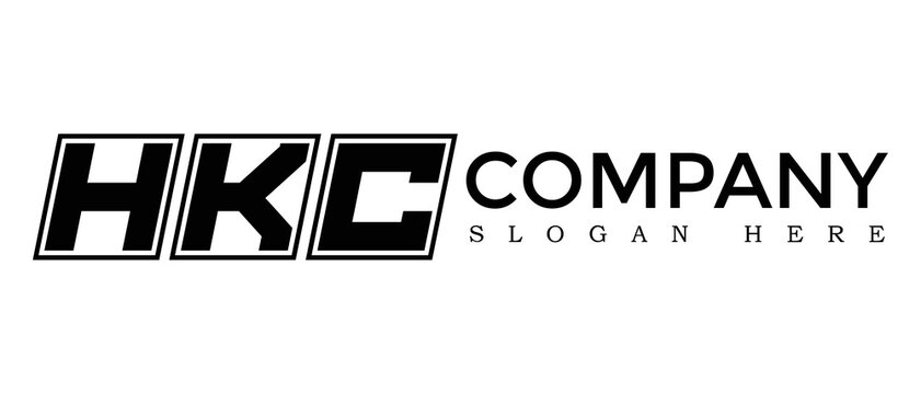 HKC three Letter Rounded rectangle boxes shape element symbol digital initial technology Media business logo design, Vector Template