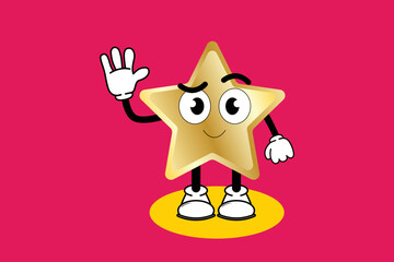 Illustration vector graphic cartoon character of cute mascot golden star with pose. Suitable for children book illustration and element design flyer,poster