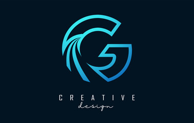 Fototapeta premium Outline Creative letter G logo with leading lines and road concept design. Letter G with geometric design.